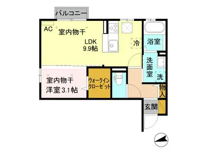 コージィーコート-K(1LDK/1階)の間取り写真