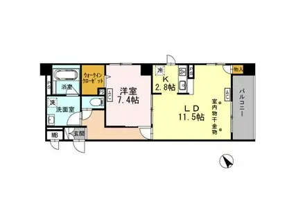 クレストスクエア(1LDK/6階)の間取り写真