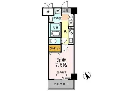 クレストスクエア(1K/3階)の間取り写真