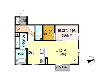 ヴィラ エトワール(1LDK/2階)の間取り写真