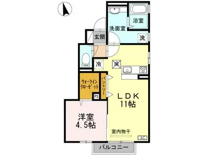 ルークス(1LDK/1階)の間取り写真