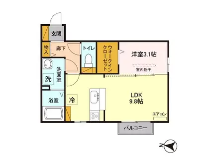 メゾンブランシュ(1LDK/2階)の間取り写真