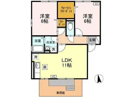 アトリエブランシェA・B(2LDK/1階)の間取り写真