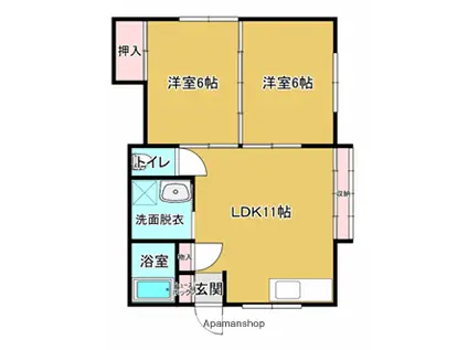 イーグルタウン(2LDK/2階)の間取り写真