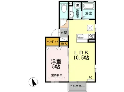 グランツB(1LDK/1階)の間取り写真