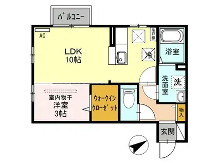 グランディール笹崎(1LDK/1階)の間取り写真