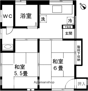 横田荘(2K/2階)の間取り写真