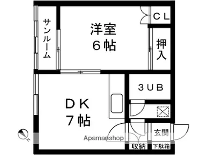 コーポ昴(1DK/2階)の間取り写真