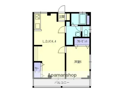 堀ハイツ(1LDK/2階)の間取り写真