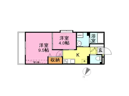 フレンド宮原(2K/1階)の間取り写真