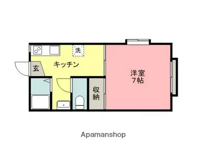 ベル希望が丘(1K/1階)の間取り写真