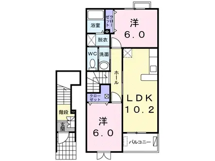グランヌーベルA(2LDK/2階)の間取り写真