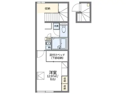 レオパレス学校町(1K/2階)の間取り写真