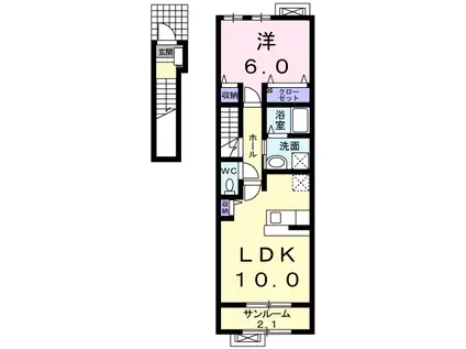 ジュネスⅡ(1LDK/2階)の間取り写真