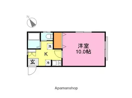 レジデンスやすらぎ(1K/2階)の間取り写真