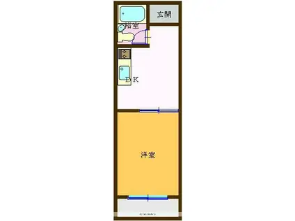 リッツ高野(1DK/2階)の間取り写真
