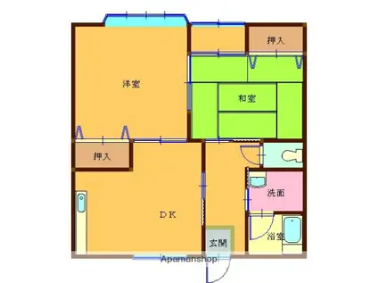 ハイムリバーファイブ(2DK/1階)の間取り写真