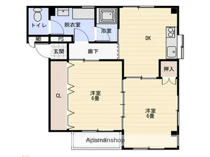 ルナパレス(2DK/2階)の間取り写真