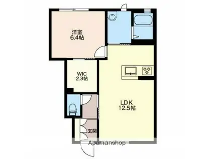 ヴァンベール1128(1LDK/1階)の間取り写真