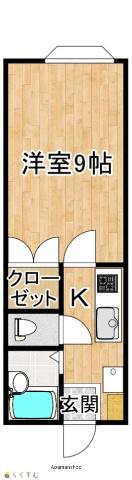 ラトゥール サガン(1K/1階)の間取り写真