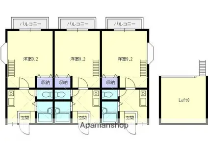 キャトルセゾン大島(1K/1階)の間取り写真