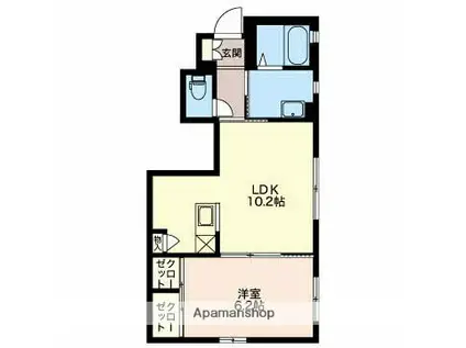 ラチェリー(1LDK/1階)の間取り写真