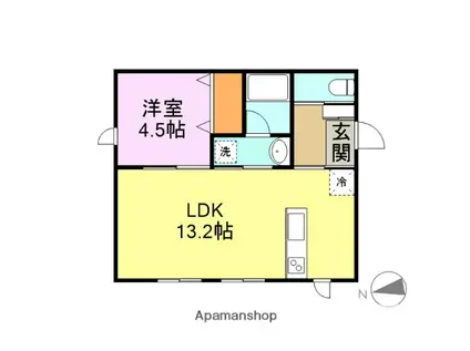 ヴィラA棟(1LDK/2階)の間取り写真