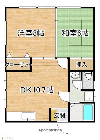 ストローハットJ(2DK/2階)の間取り写真