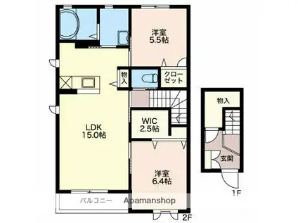 ショコラ コート(2LDK/2階)の間取り写真