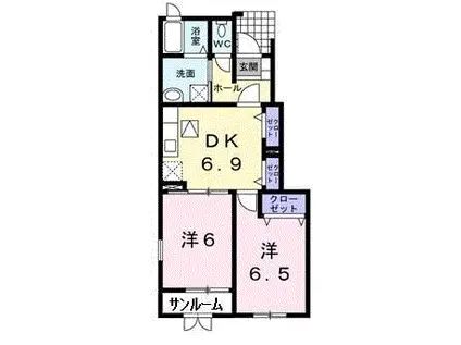 マジカルハイツ2(2DK/1階)の間取り写真