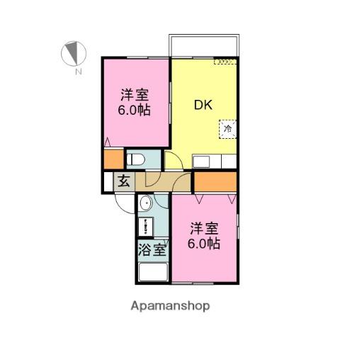 トマトハウス(2DK/2階)の間取り写真