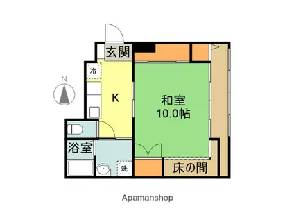 シャングリラ本町(1K/3階)の間取り写真