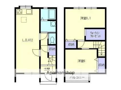 タウンハウス中沢(2LDK/1階)の間取り写真
