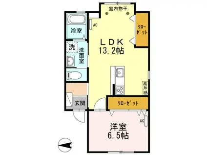 コートフィールド(1LDK/1階)の間取り写真