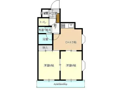 トーカンキャステール長岡駅東(2DK/6階)の間取り写真