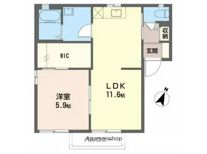 メゾンリュミエールA(1LDK/1階)の間取り写真