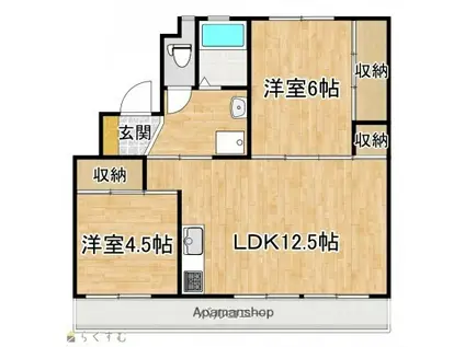 スカイクレスト 1棟(2LDK/3階)の間取り写真