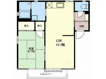 ルミエール2(1LDK/1階)の間取り写真