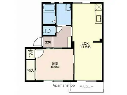 ピュアコスモA(1LDK/1階)の間取り写真