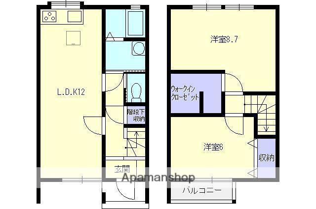 タウンハウスイタミ(2LDK/1階)の間取り写真