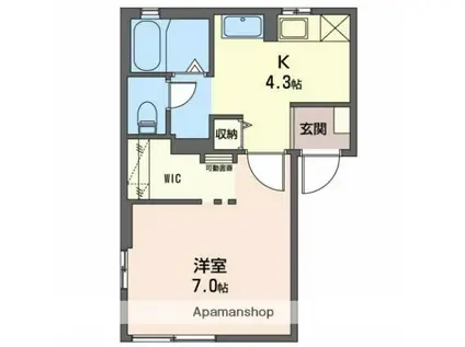 Tハウス(1K/2階)の間取り写真