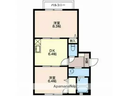 ホープハイツ(2DK/2階)の間取り写真