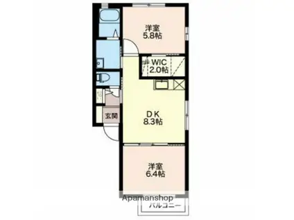 サンモリッツB(2DK/2階)の間取り写真