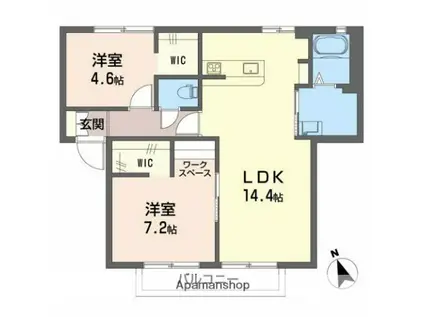 フェニックスタウン A(2LDK/1階)の間取り写真