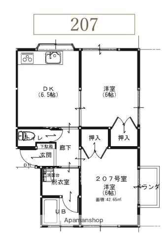 フローレスⅢ(2DK/2階)の間取り写真