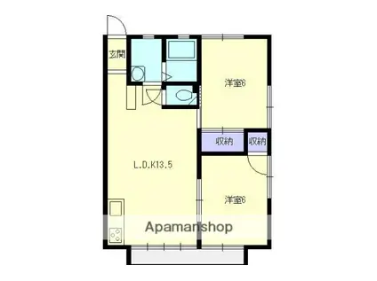 グリーンヒルズ(2LDK/2階)の間取り写真