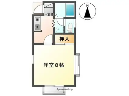 コーポ・ミニトマトⅡ(1K/2階)の間取り写真