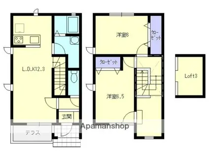 プレミールA(2LDK/1階)の間取り写真
