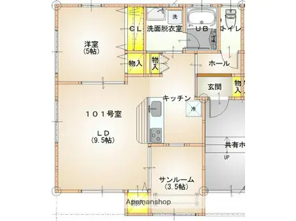 フェリオ(1LDK/1階)の間取り写真