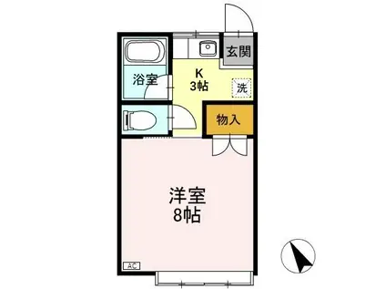 ヤチダハイツ(1K/1階)の間取り写真